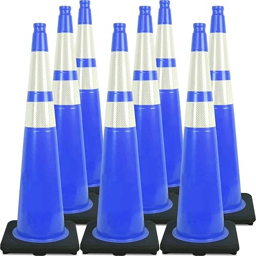 Miniatura 34 de Conos de Tráfico de PVC Naranja/Verde Fluorescente, Cono de Estacionamiento con Base Negra Pesada Estructuralmente Estable Resistente a la