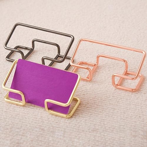 Miniatura 7 de PERZOE Tarjetero para escritorio, 2 tarjetas de visita de metal moderno con capacidad para 50 tarjetas, soporte para tarjetas de visita elegante de