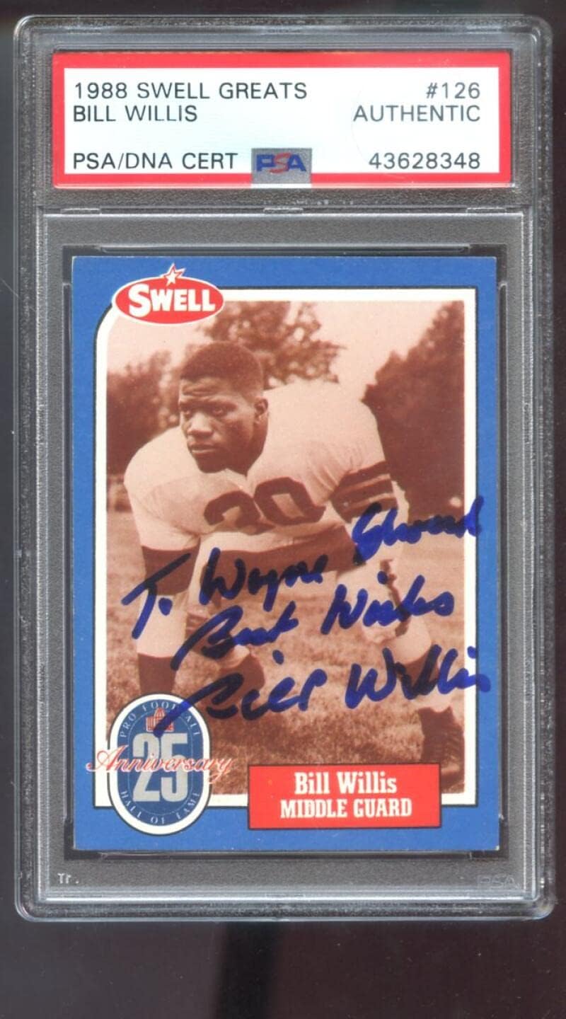 1988 Swell #126 Bill Willis AUTO SIGNED Autograph Autographed Card PSA PSA/DNA Football NFL COA Cleveland Browns To Wayne