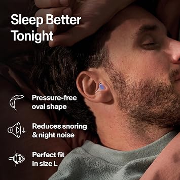 Alpine SleepDeep Reusable Earplugs for Sleeping | Earbuds for Side Sleepers | Large 27dB SNR |Ultra Soft Ear Plugs For Noise Reduction|Silicone-Free| Ear Protection |Travel Essentials Airplane Essentials