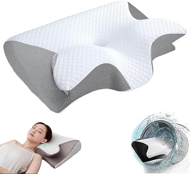 Pillows for Sleep, Restrelief Premium Ergonomic Pillow Side Sleeper for Adults, Memory Foam Ergonomic Pillows for Sleeping (Gray)