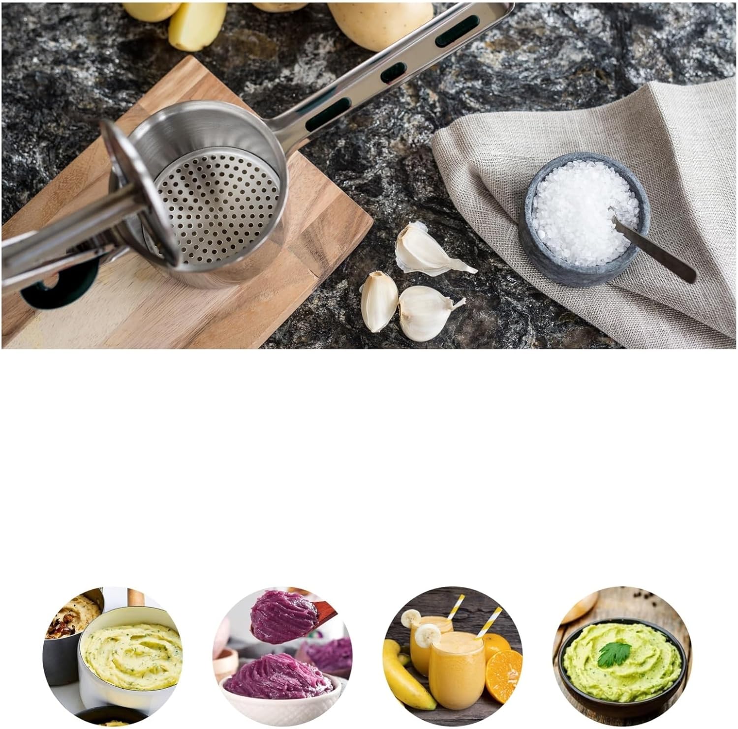 Potato Ricer 15 Oz With 3 Interchangeable Discs Manual Mash Masher Stainless Steel Kitchen Tool