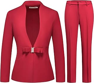 MODFUL Women's Business Pant Suit Set 2 Piece Slim Fit Blazer Jacket One Button