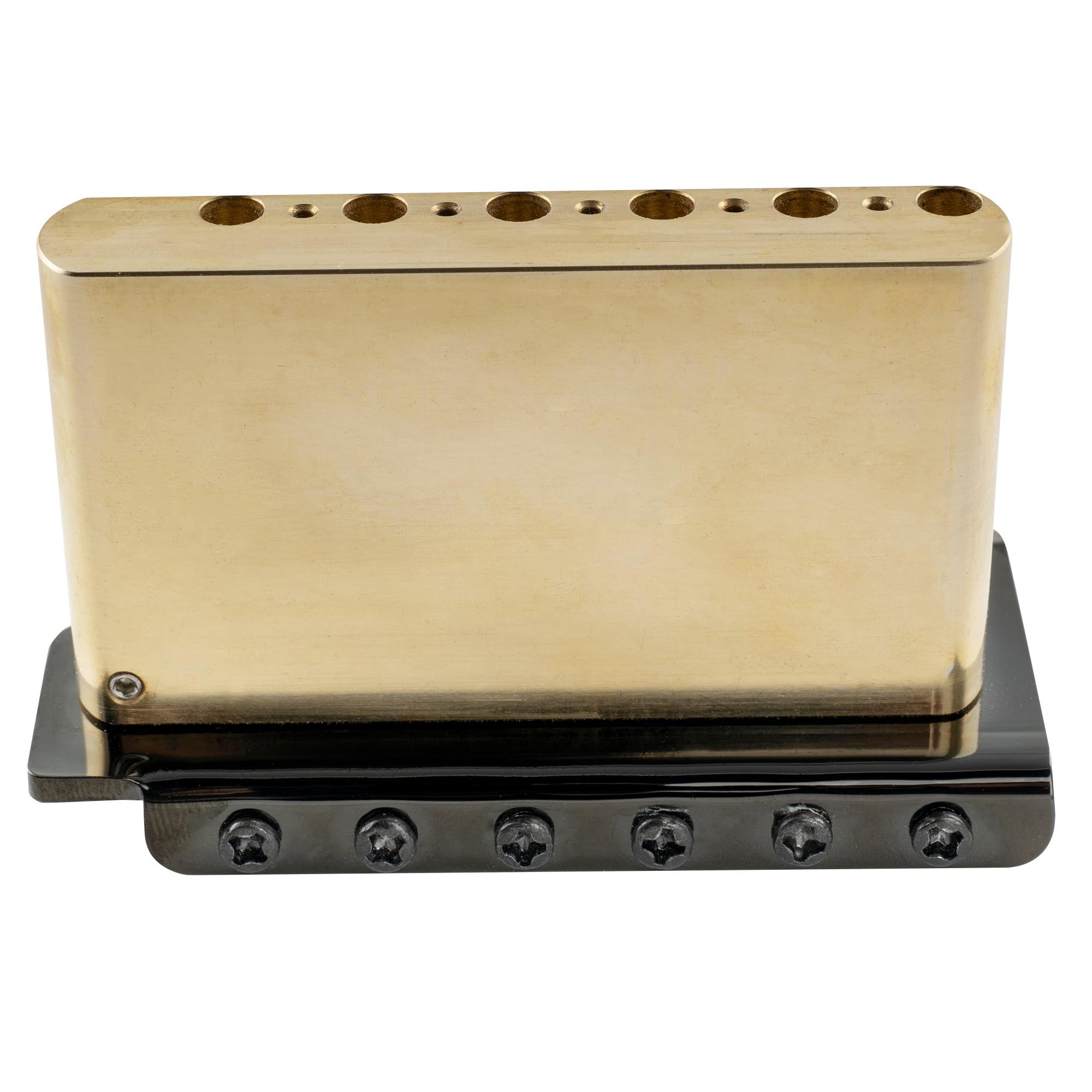 Musiclily Ultra 56mm (2-7/32 inch) American Vintage Style 6-Screw ST Tremolo Bridge with Steel Bent Saddles 42mm Solid Brass Block Push-In Arm for Strat Style Electric Guitar, Nickel