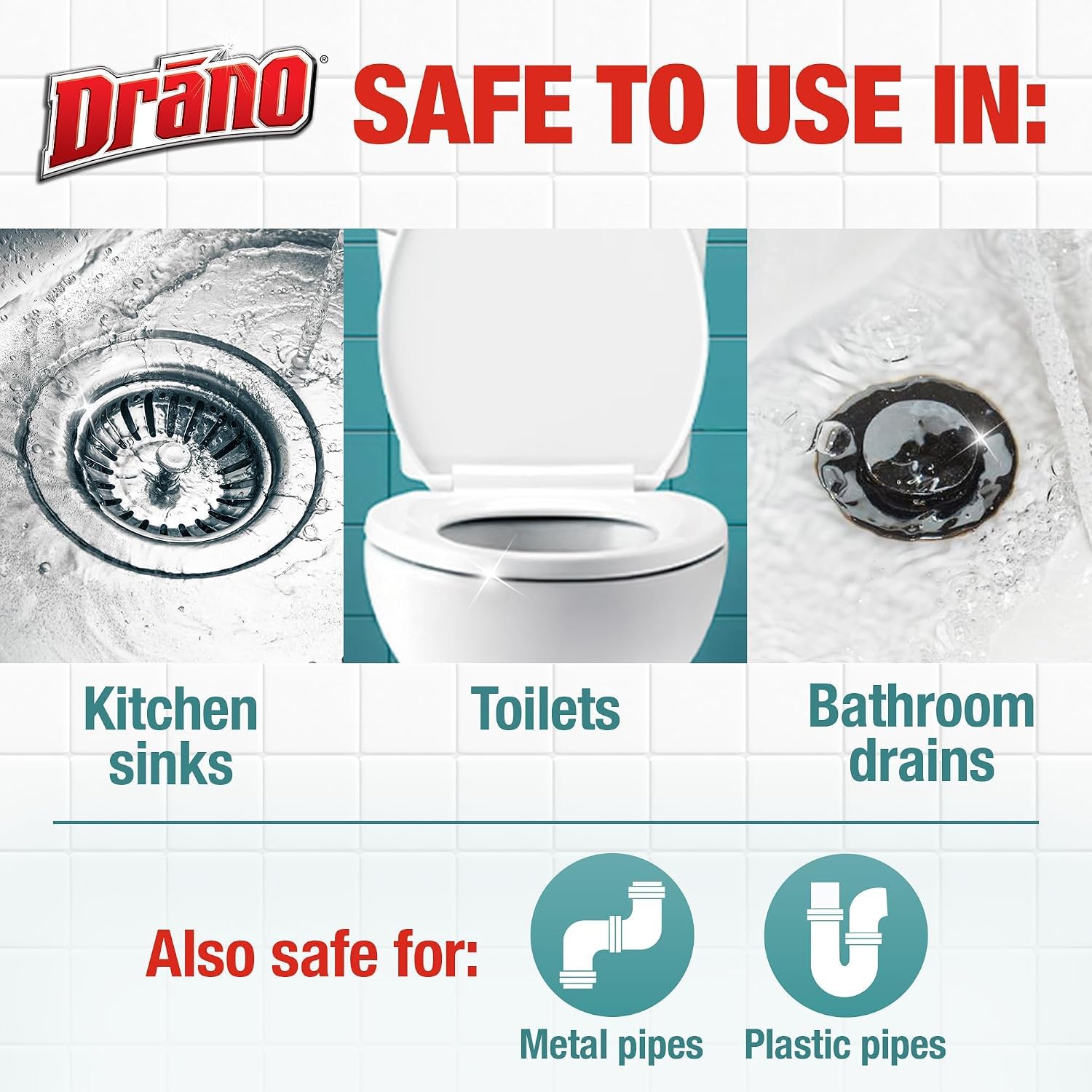 Drano Max Build Up Remover - Detergente per scarichi, linea commerciale, 1,7 kg