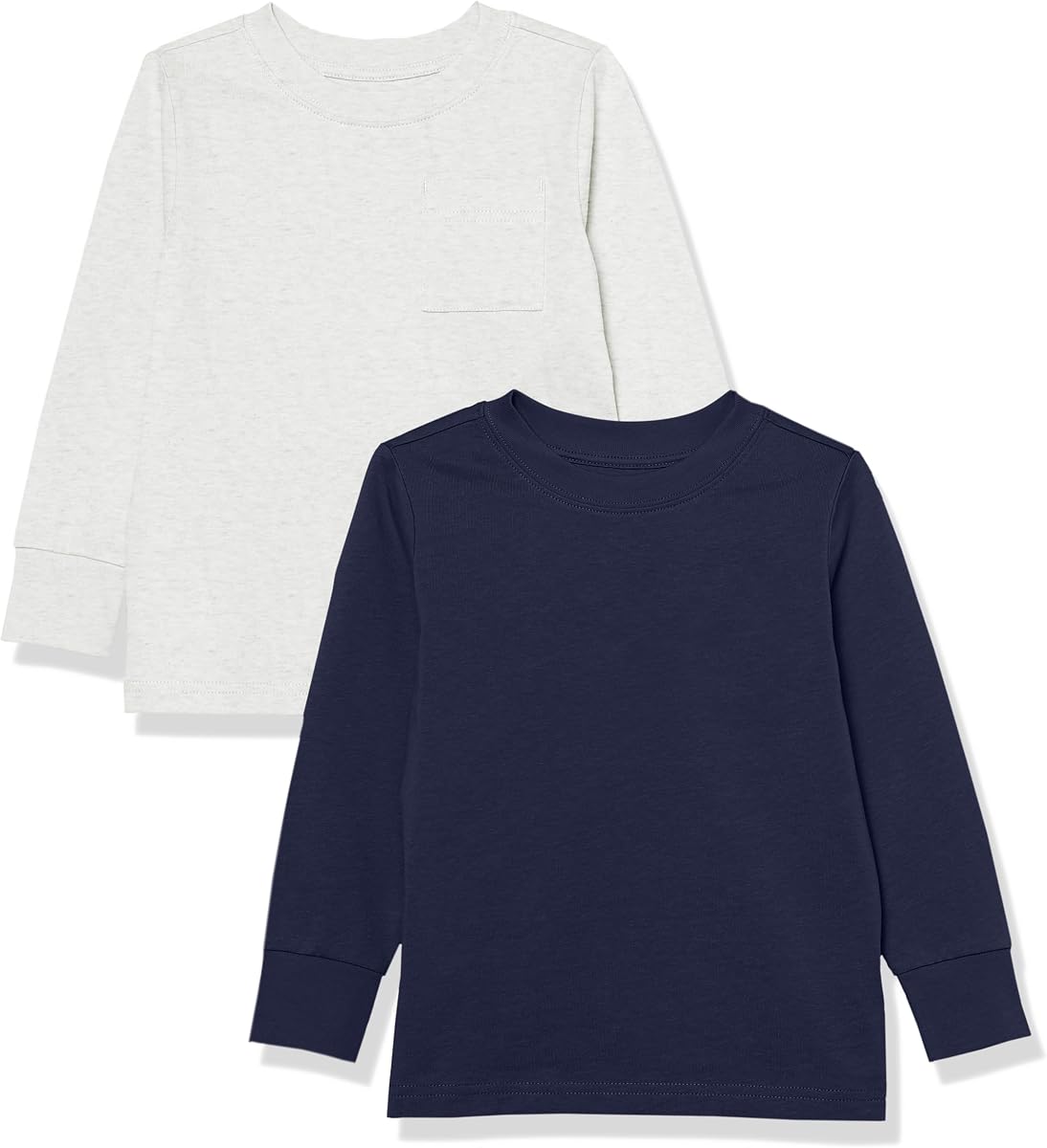 Amazon Essentials Unisex Kids and Toddlers' Long-Sleeve Organic Cotton Rib Cuff T-Shirt, Pack of 2