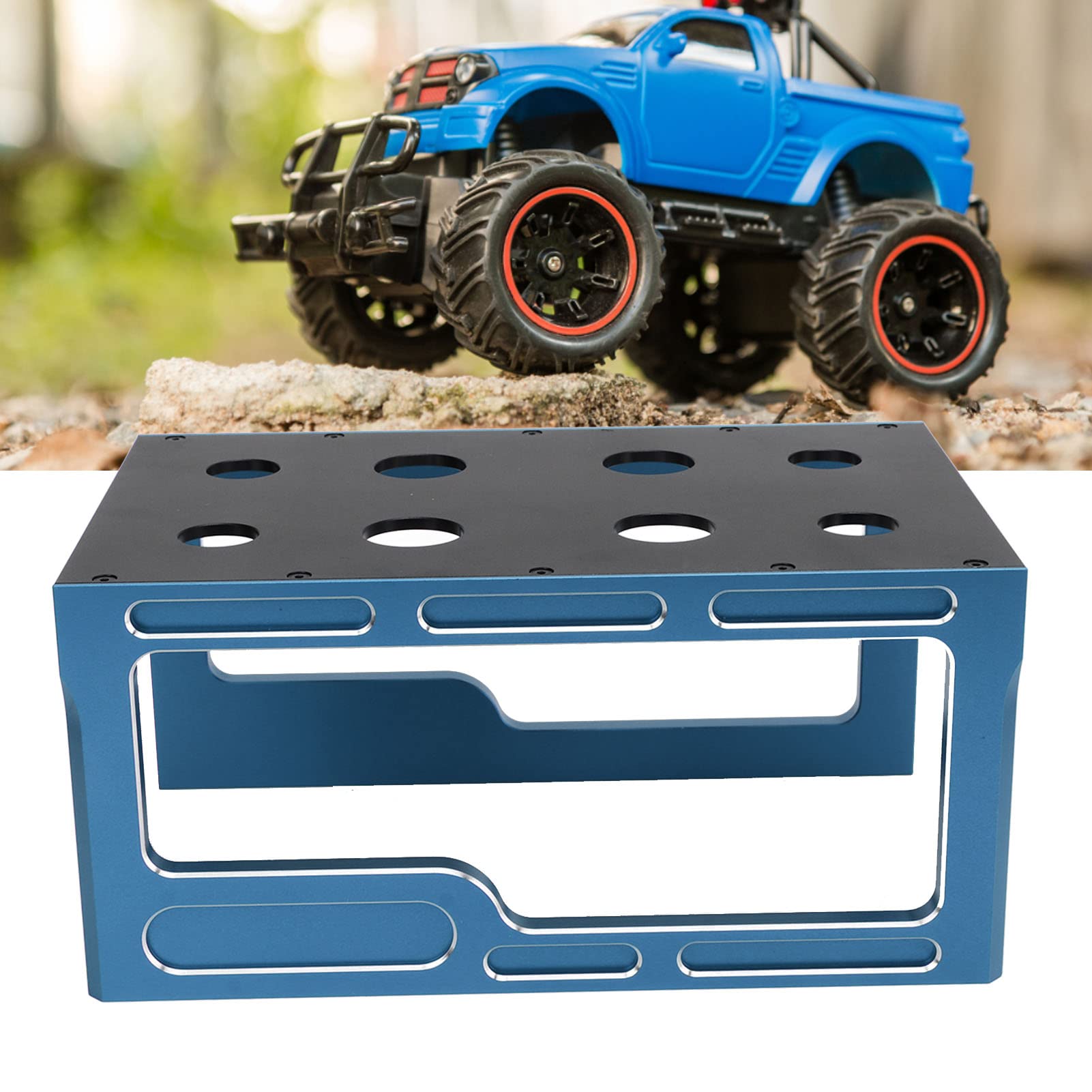 Estación de reparación de automóviles RC Plataforma de ensamblaje de exhibición Soporte de trabajo para automóvil RC Estación de trabajo estable para automóviles modelo 1/10 1/8 (Blue)