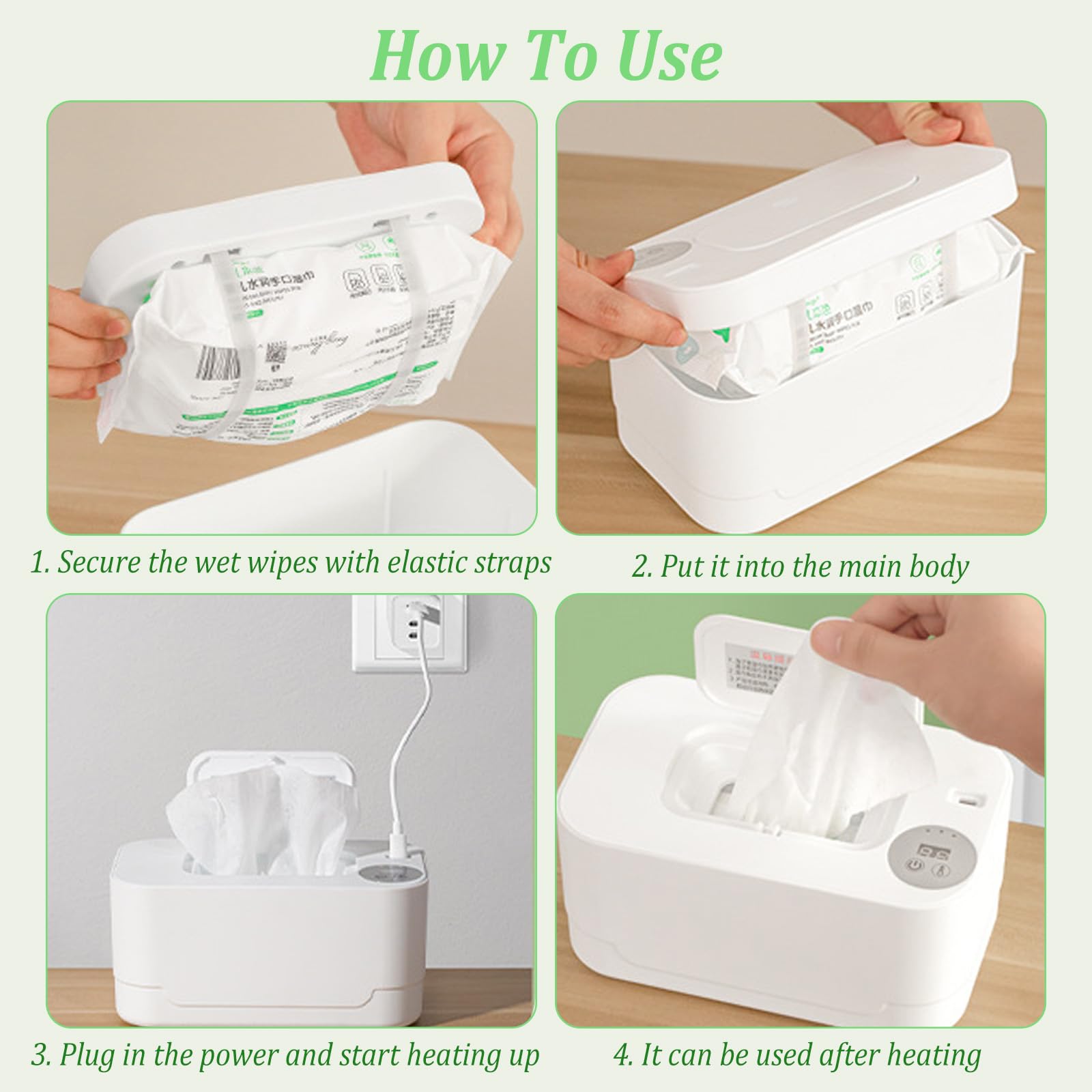 Chauffe-lingettes pour bébé, chauffe-lingettes pour bébé, chauffe-lingettes à température constante, chauffe-lingettes humides avec veilleuse, distributeur de lingettes chauffantes de grande capacité