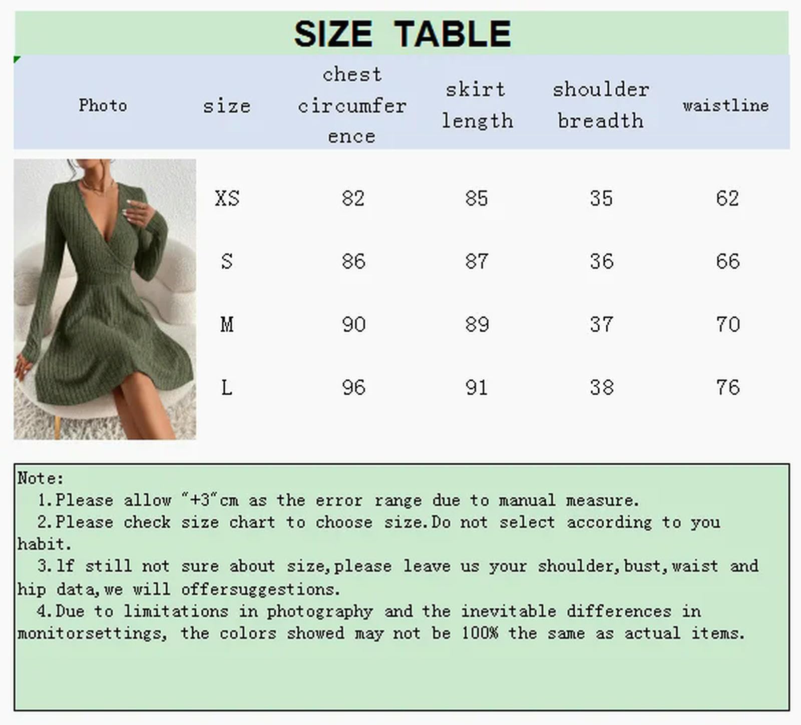 Vestito per Le Donne Autunnali Invernali in Maglia Slim Sexy Bodycon Dress Abito A Maniche Lunghe A V-Collo-Army Green-m