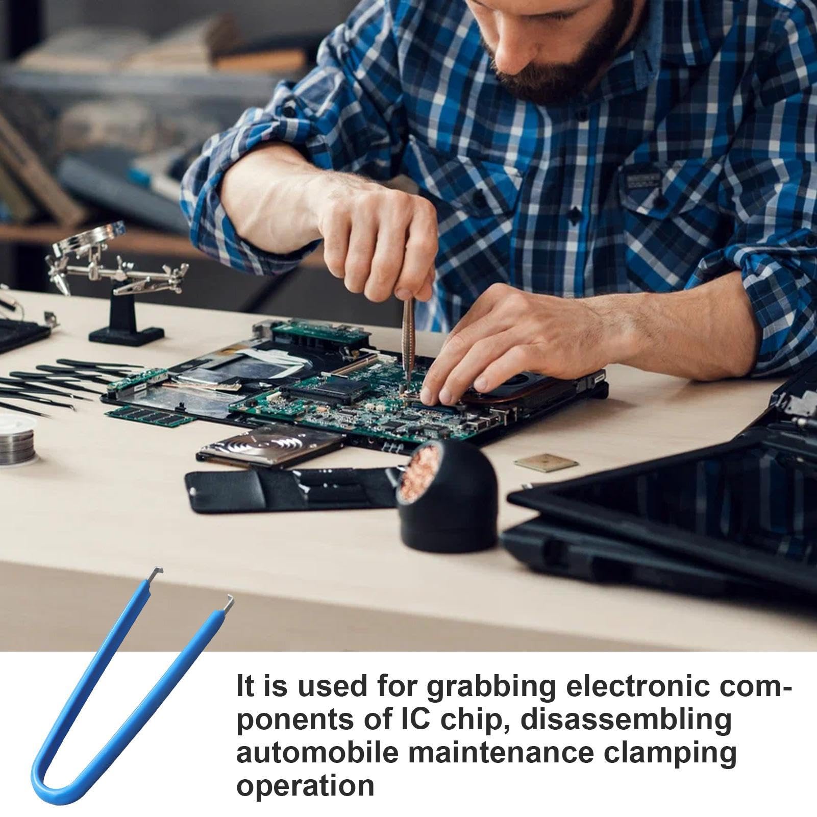 Pinzette per chip IC, strumento di estrazione di chip IC, estrattore di chip IC isolato a forma di U, estrattore di chip IC, strumento di rimozione in acciaio inossidabile per chip IC,