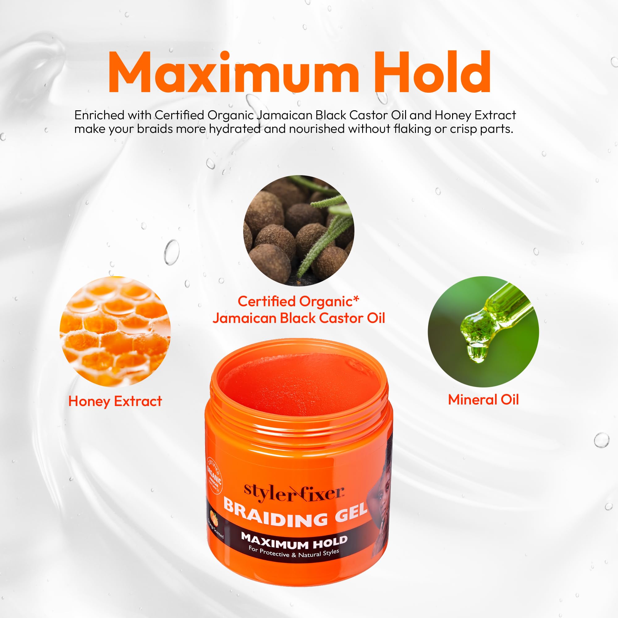 Red by Kiss Gel de fijación máxima para trenzas y raíces africanas, hidratante, acondicionador, control de encrespamiento de larga duración, humectante 4C, nutritivo, alto brillo, sin residuos (1 onza
