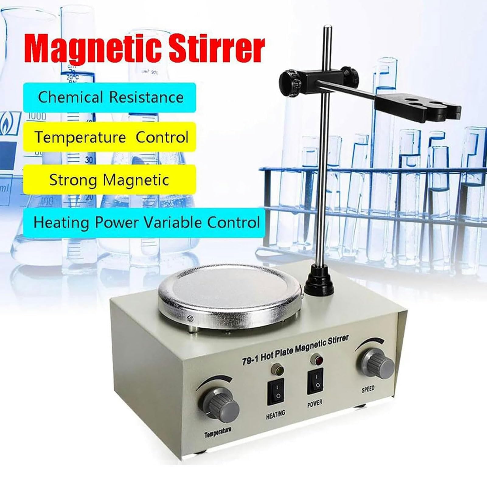 Plaque chauffante d'agitateur magnétique 1000 ML, agitateur électrique aérien de 100 à 2400 TR/Min, Laboratoire Max 100 ℃, agitateur de Plaque chauffante magnétique pour Recherche Scientifique