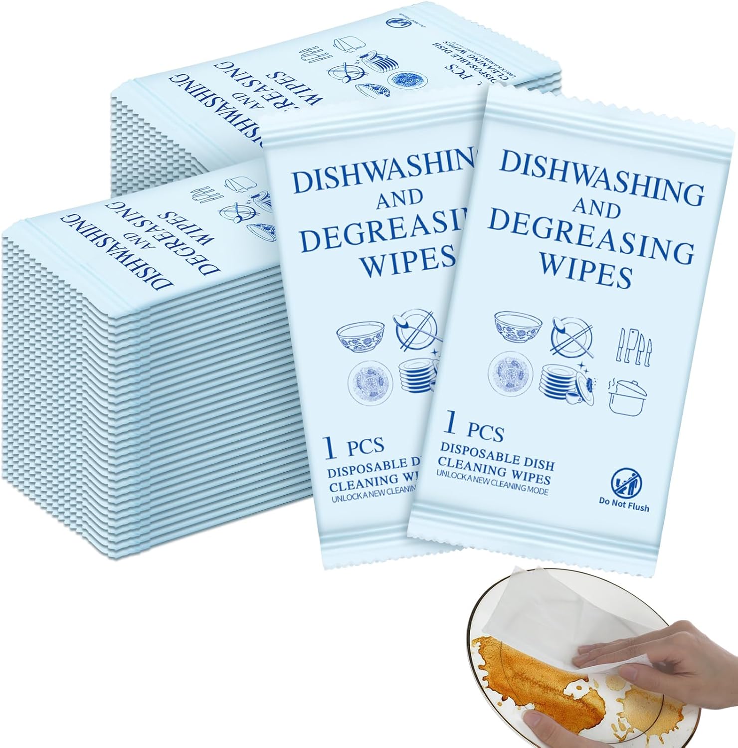 Ziliny 150 Pcs Portable Cleaning Wipes Disposable Wipes Individually Wrapped Camping