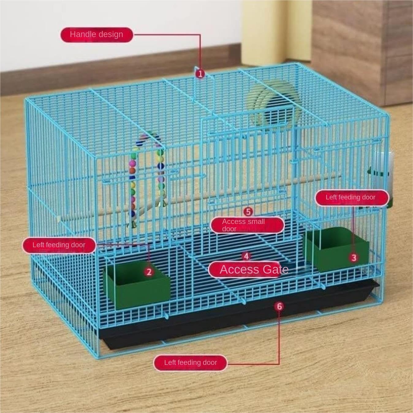 Jaula De Aves Para Canarios Transportadores Rectangulares Para Pájaros, Soporte Rodante Inferior De ABS, Jaula Para Para Mascotas, Vuelo Con Alimentador Para Hotel En Casa Loros Conures(Pink,50*33cm)