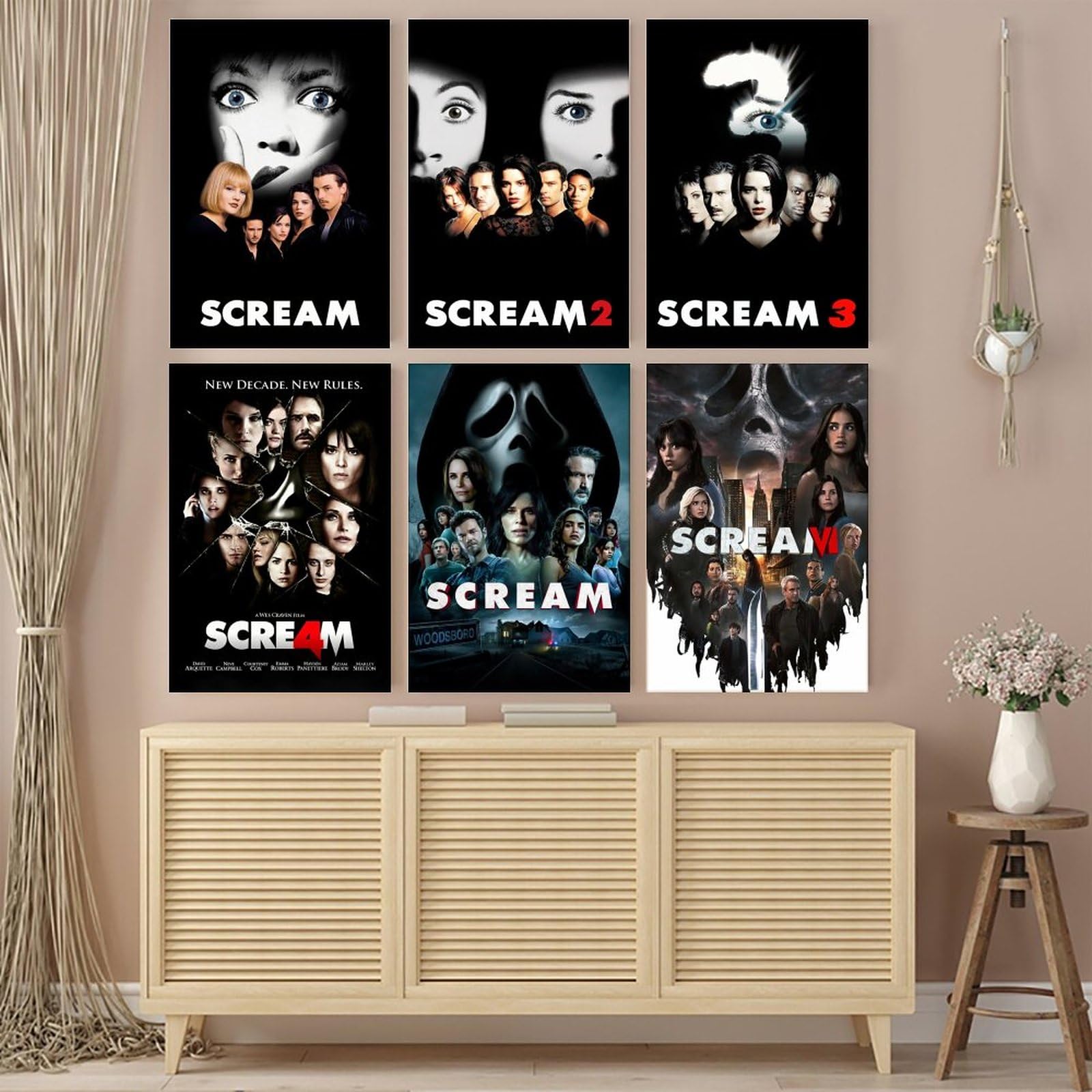 Scream Set of 6 Posters Vintage Horror Movie Poster 90s Canvas
