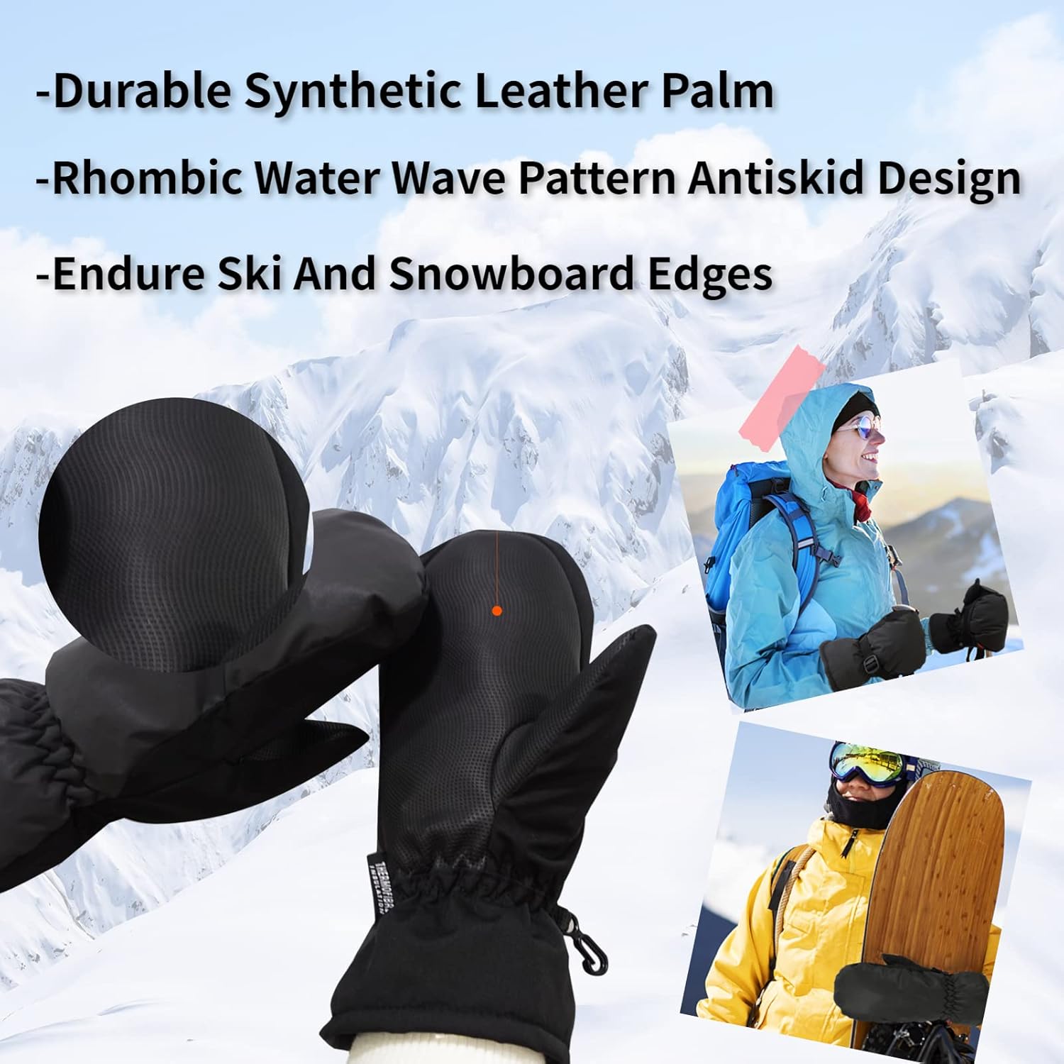 ONNAS Ski Gloves Waterproof Winter Warm Snowboard Gloves for Men Women Thermal Windproof Snow Gloves - Grey Reflective : Clothing, Shoes & Jewelry