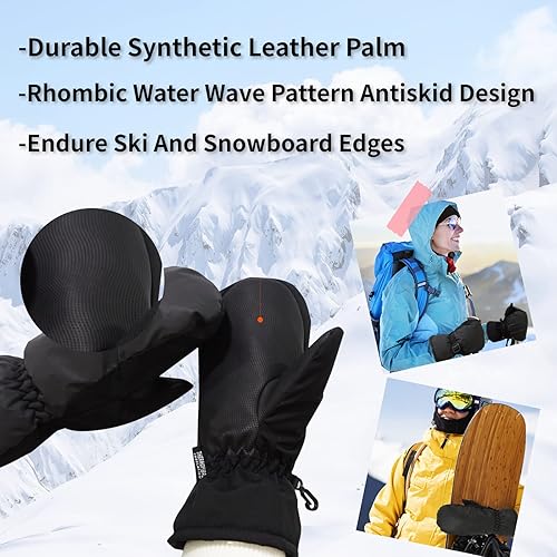 Miniatura 5 de ONNAS Guantes de esquí impermeables de invierno cálidos guantes de snowboard para hombres y mujeres, guantes térmicos resistentes al viento, guantes