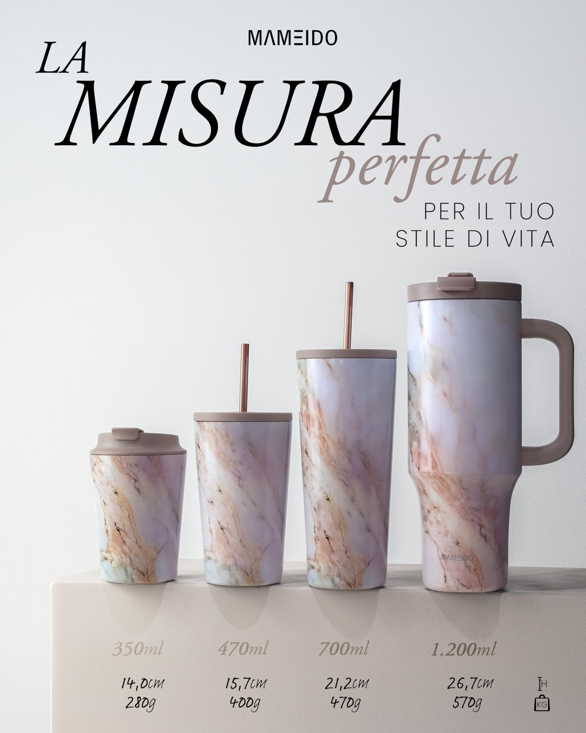 MAMEIDO Tazza da caffè termica con cannuccia 700 ml, Tazza termica, Tazze termiche acciaio inox senza BPA, Tumbler anti-perdita (Desert Sage)