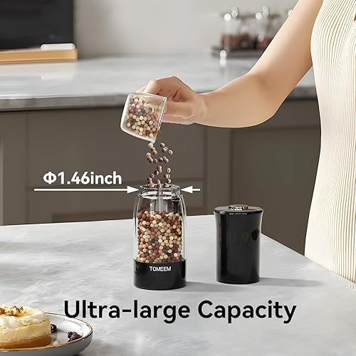 Miniatura 5 de Juego de molinillo eléctrico de sal y pimienta con pantalla de alimentación LED, ajuste de molienda de 5 niveles, fácil de llenar, juego de