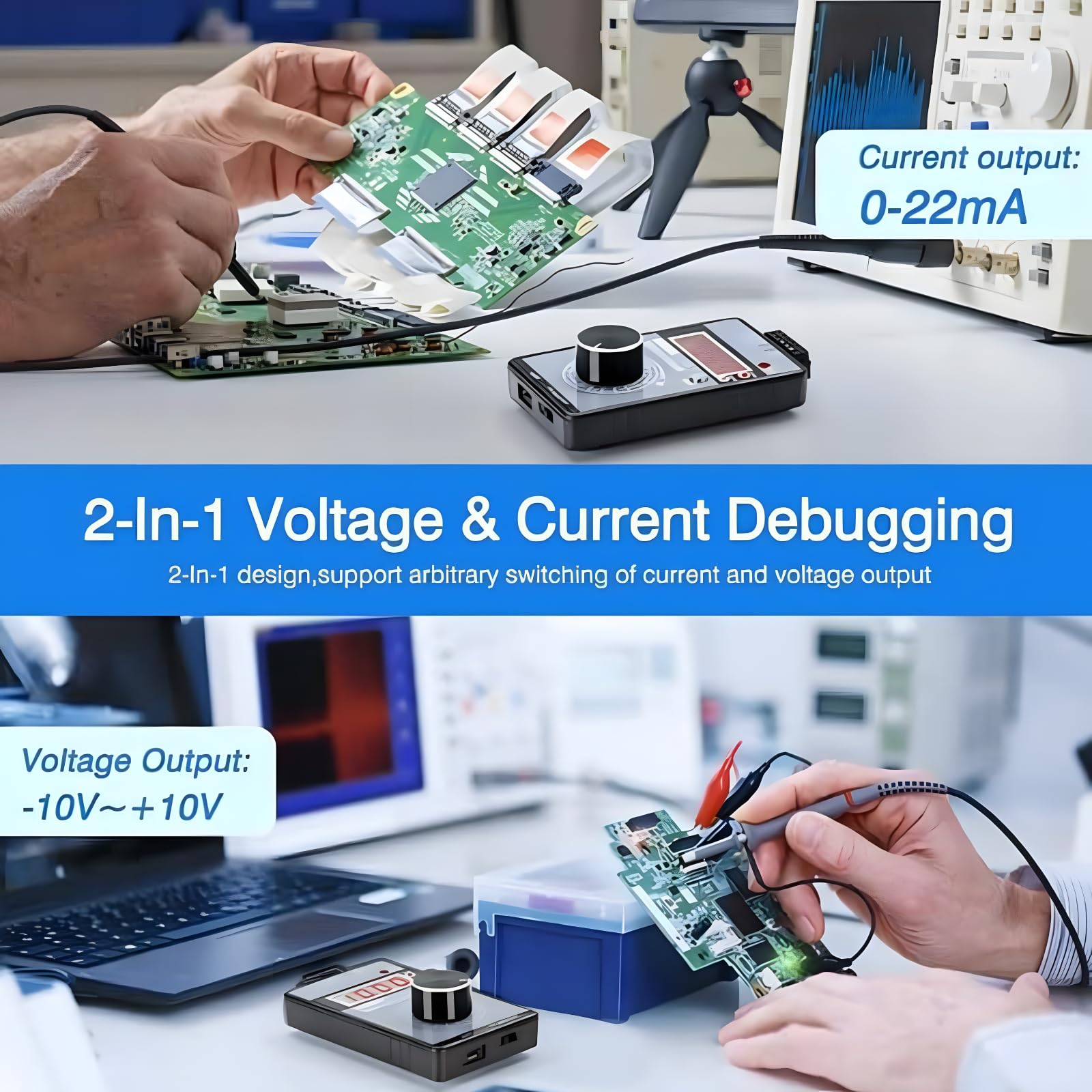 GéNéRateur de Signaux de Courant Et de Tension, GéNéRateur de Signal Portable Dc 0-10 V 0/4-20 Ma, Affichage RéGlable à 4 Chiffres, Utilisé Pour Plc, DéBogage de Panneau, Test D'éQuipement