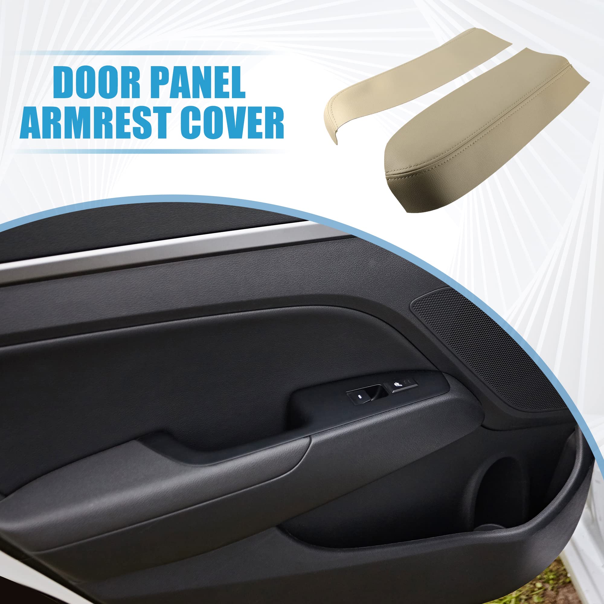 Front Grey Microfiber Leather Door Panel Armrest Covers For Toyota Prius 2004-2009 (Pair)