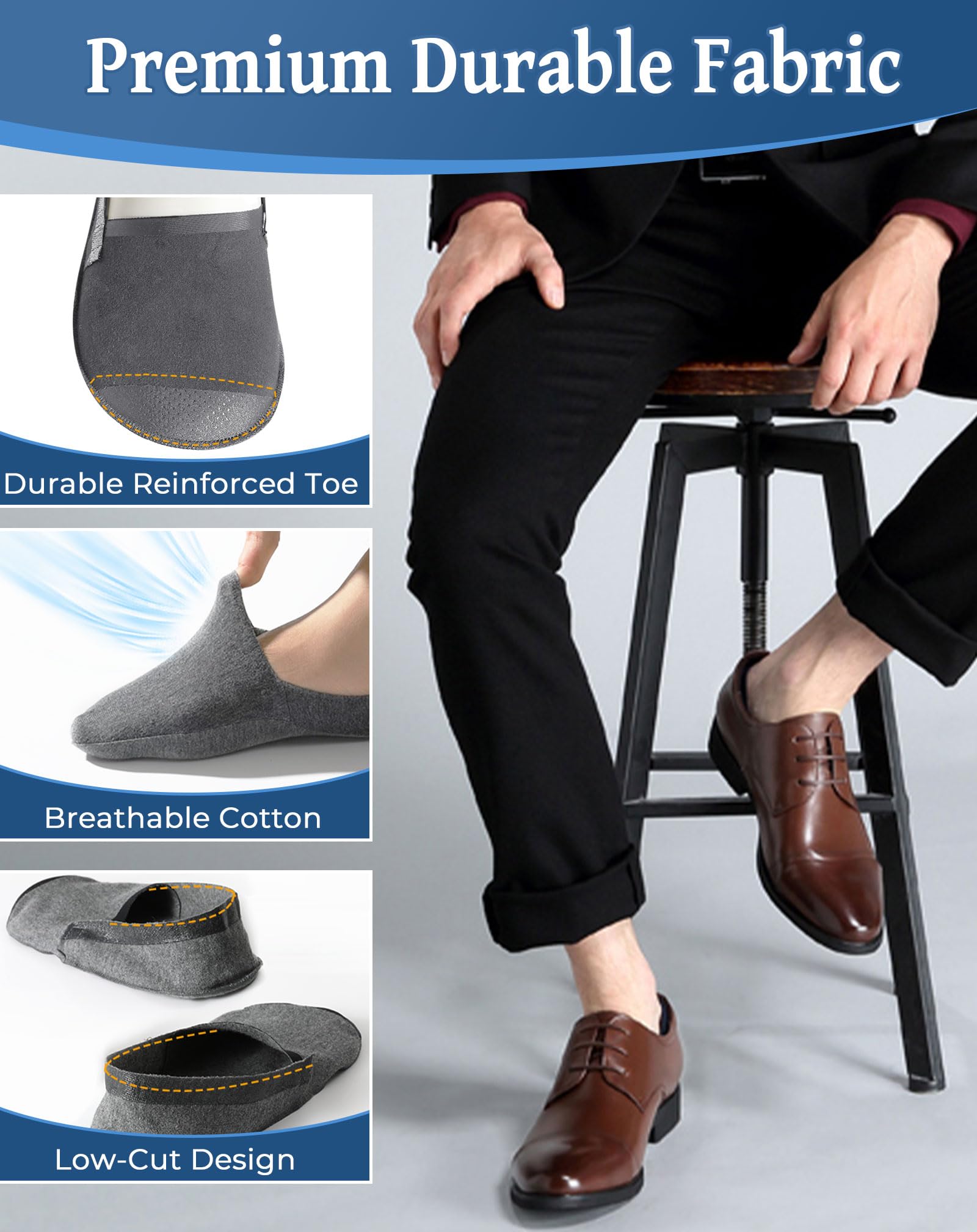 MOCOCITO Calzini Fantasmini Invisibili da Uomo Donna,Calze Corte Traspirante Cotone 6 Paia,con Strisce di Silicone Taglio Basso Antiscivolo,Calzini per Mocassini e Scarpe da Barca,Sneaker,Taglia 35-48