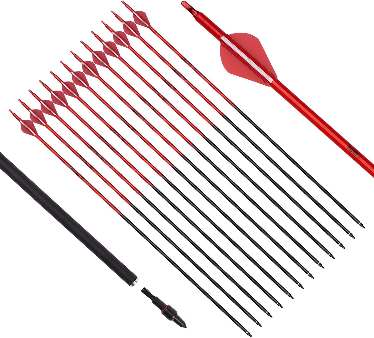 YLS Carbon Archery Arrows Practice Arrows Detachable Arrowhead and Nock 4 inch Streamlined TPU Feathers Perfect for Youth BeginnerTarget Practice and Outdoor Shooting