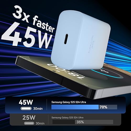 Miniatura 2 de Cargador de teléfono súper rápido Samsung de 45 W, cargador rápido USB C, cable de carga rápida Samsung Galaxy S25 S24 Ultra Charge 10 pies tipo C