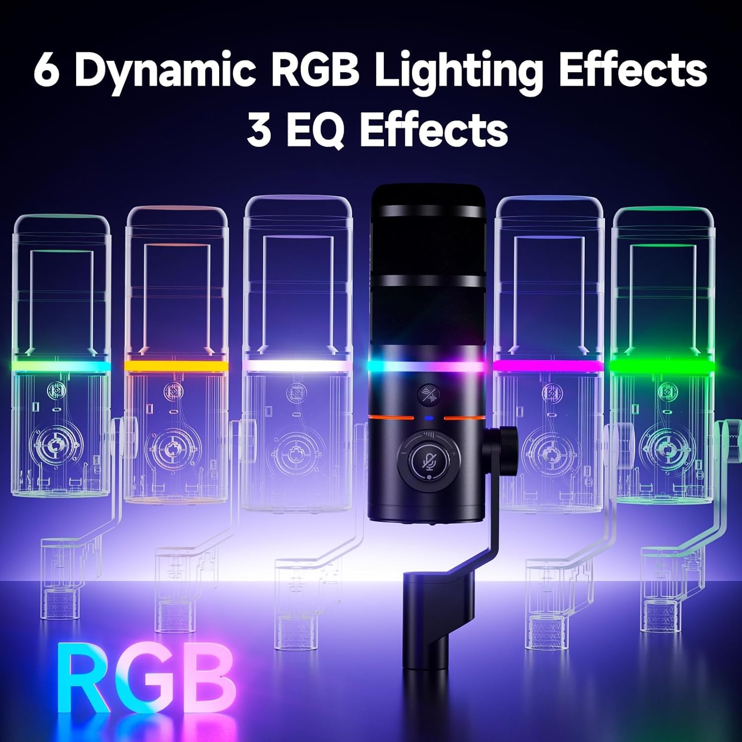 COMICA EJoy D10 XLR/USB-C Dynamic Microphone for Podcasting Recording, Wired Live Streaming Mic with Dynamic RGB, Mute, Noise Reduction, Gain,for Gaming, Live Streaming, YouTube(Black)