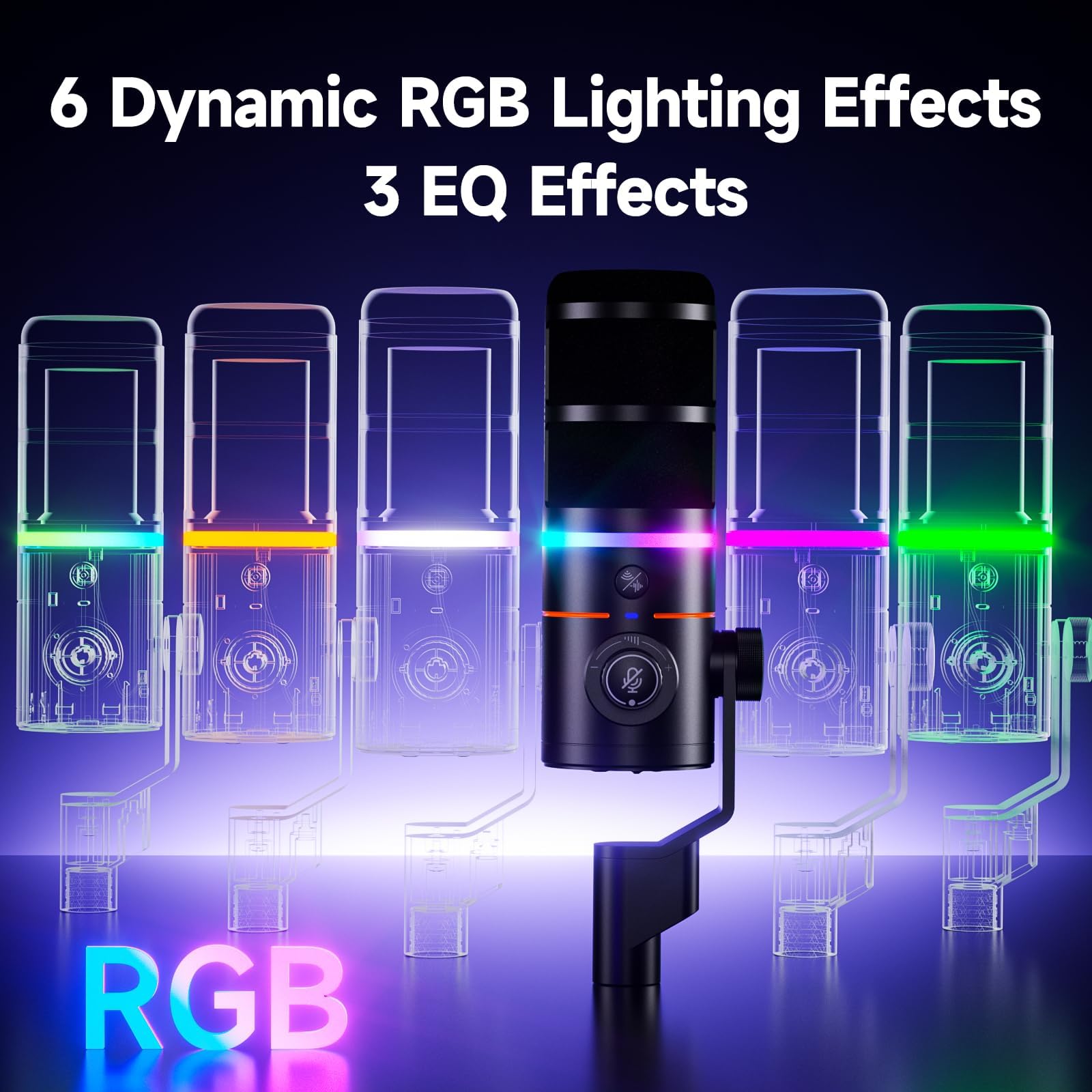 COMICA EJoy D10 XLR/USB-C Microfono dinamico per registrazione podcasting, microfono cablato live streaming con RGB dinamico, mute, riduzione del rumore, guadagno, per giochi, live streaming, YouTube