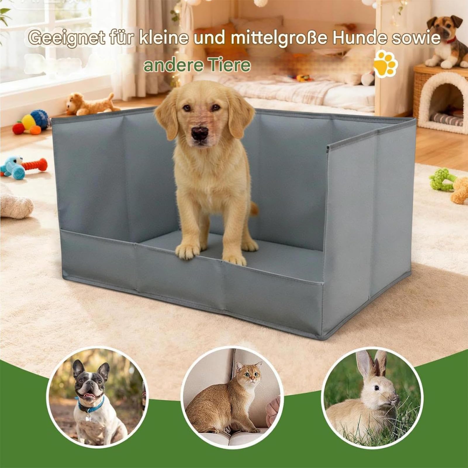 Vasino Per Cani Da Interno Toilette Con Pareti Alte Per Animali Domestici | Box Pipì con Alte Pareti per Interni Per Addestramento In Casa, Appartamento, Balcone, Patio, Soggiorno E