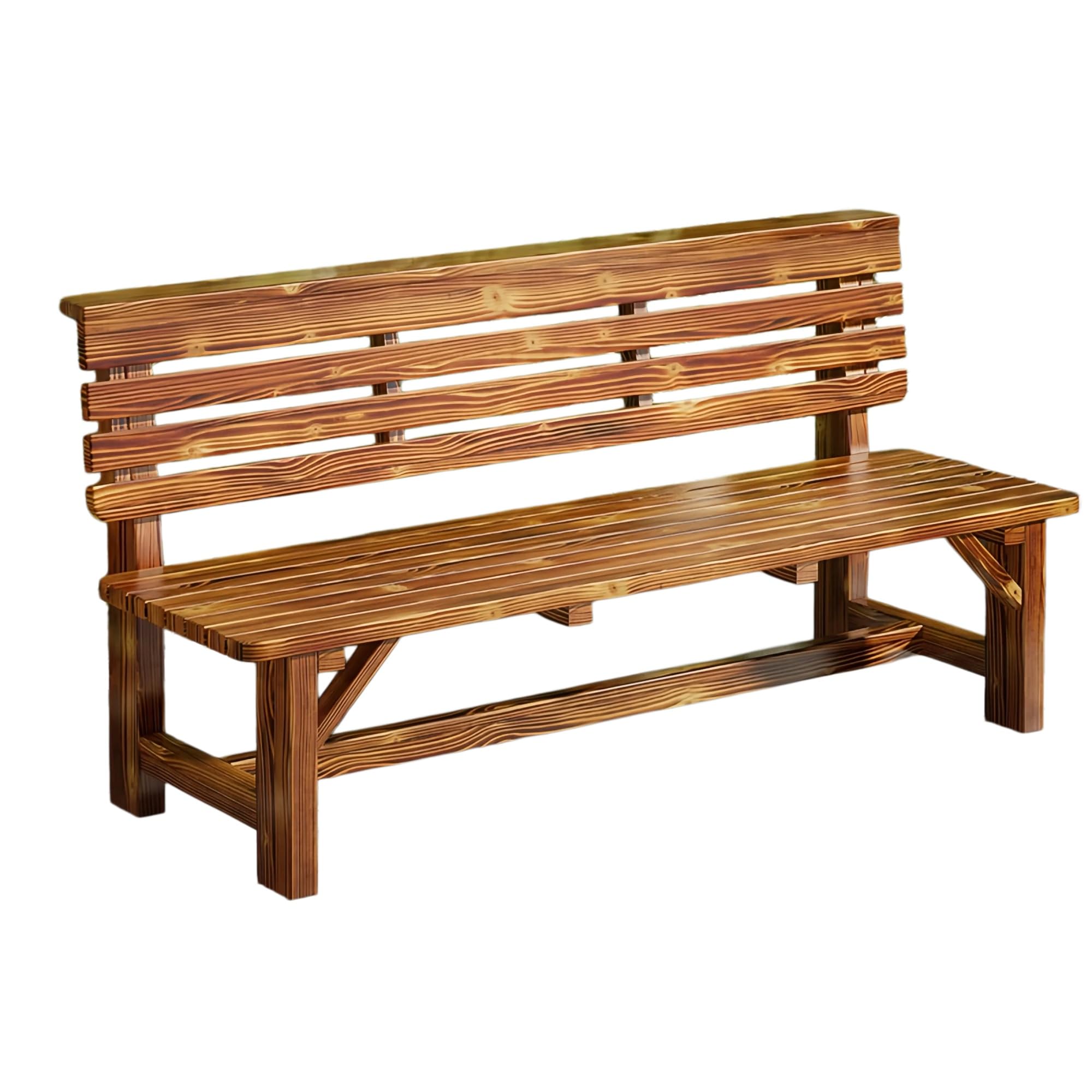 Banc de jardin en bois brun pour aménager un coin détente sur le porche