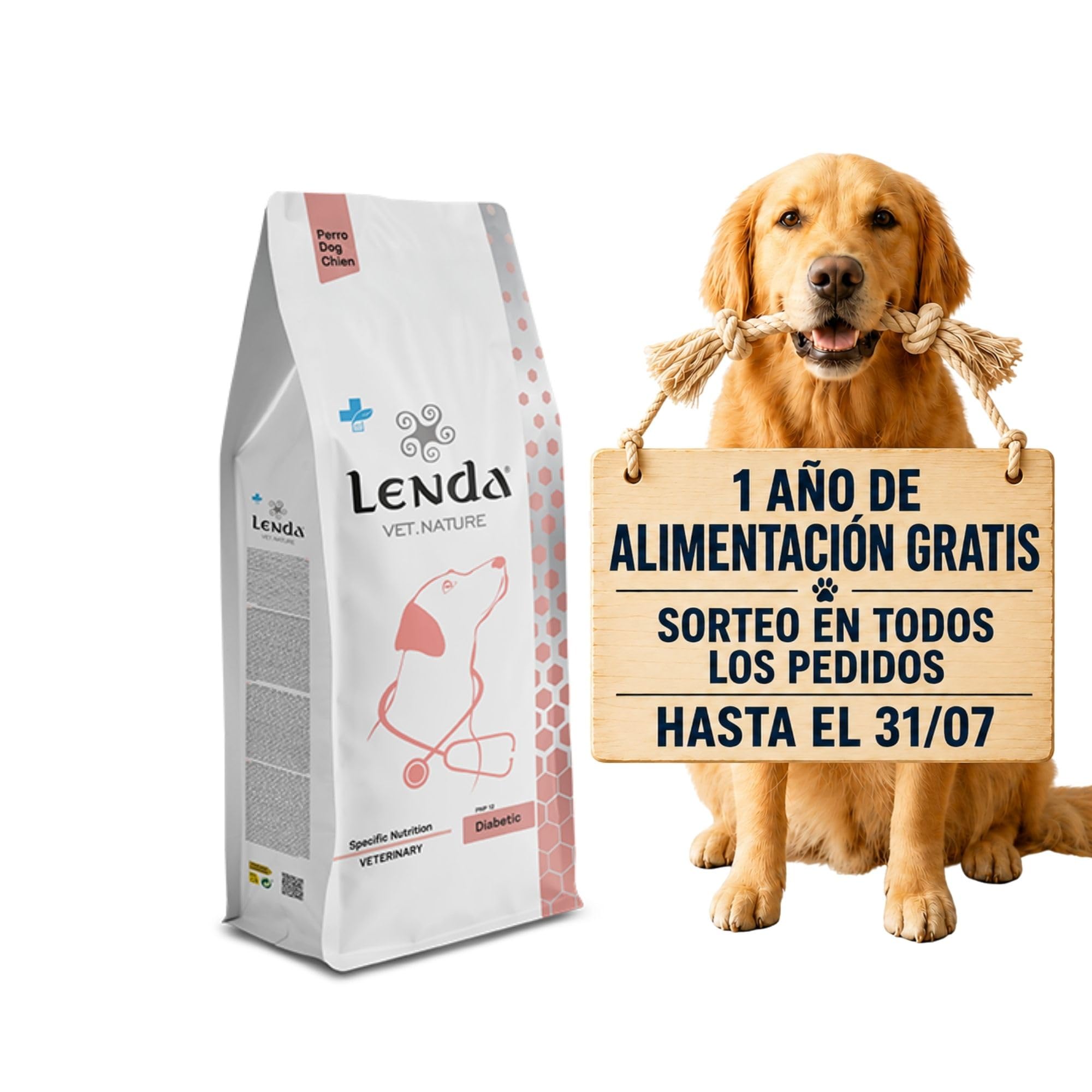 Lenda Vet Nature Diabetic 10Kg - Pienso Veterinario para Perros Adultos y Jovenes de Todas Las Razas con Diabetes y/o Colitis - Pienso Natural con Condroprotectores