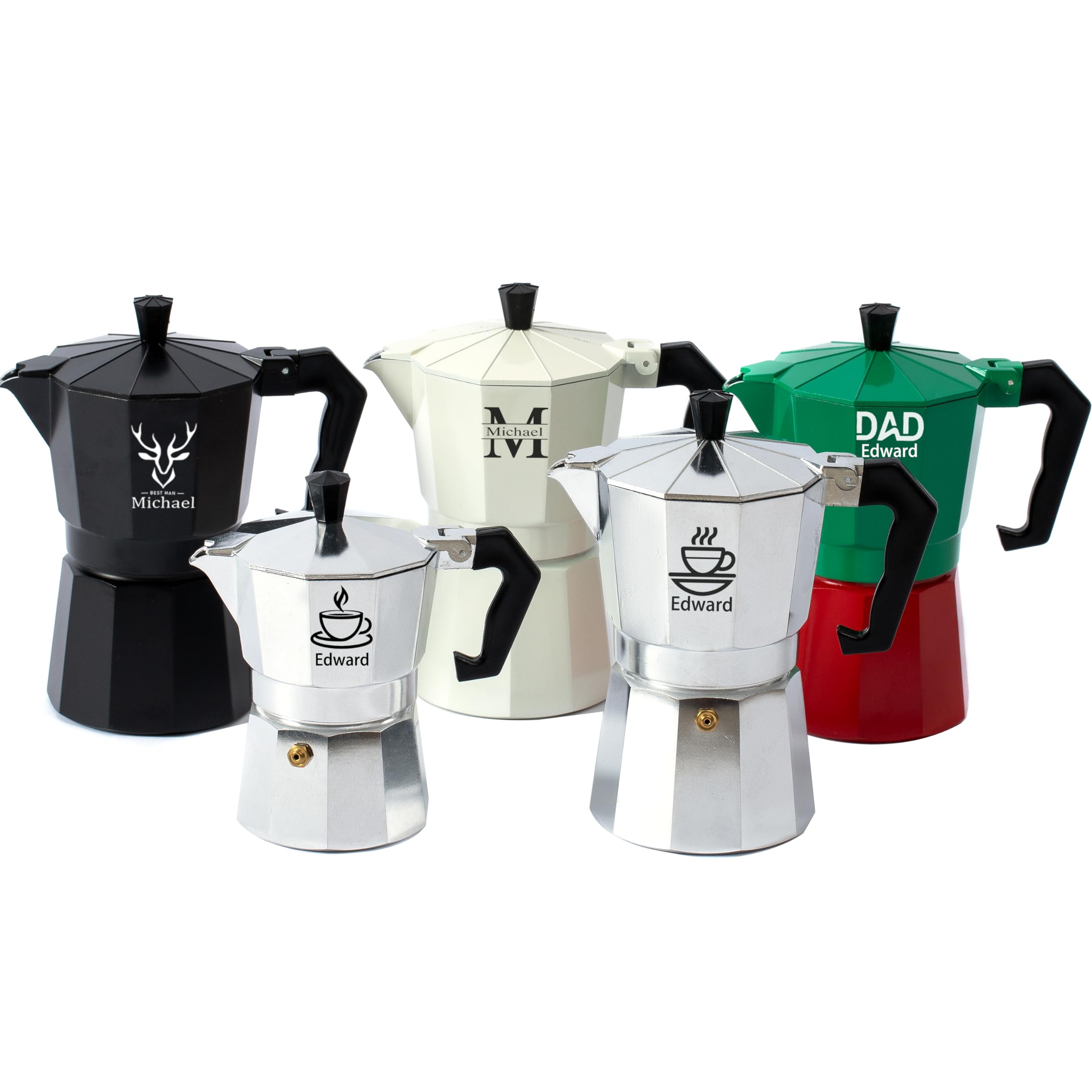 ZAIXIAFDCFathers Day Dad Gifts Personalized Moka Espresso Pot, Custom Kitchen Gifts, Personalized Gifts, Valentines Day Gift, Bridal Shower, Engraved Engagement Present (9-cup/450ml-Black)