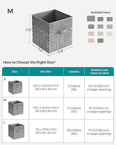 Miniatura 4 de SONGMICS - Cubos de almacenamiento, cubos plegables de 11,8 pulgadas, con asas dobles, juego de 6, organizadores de armario para estantes, color