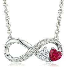 CRMAD Infinity Birthstone Necklace for Women Diamond Ruby Gifts