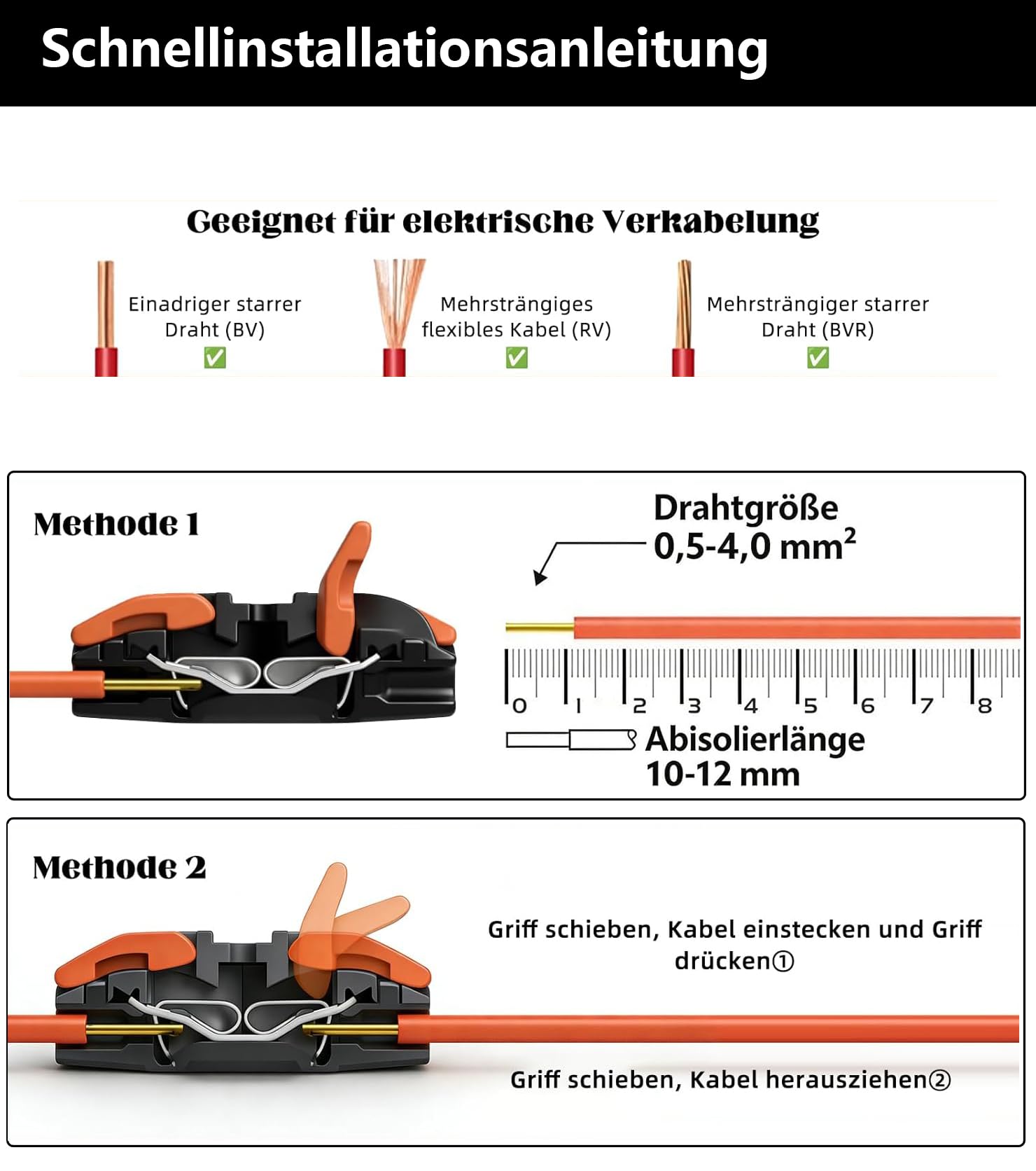 PCT-211 Lot de 60 repartiteur bornier electrique rail din 0,08 à 4 mm² bornier rail din Bornes de raccordement electrique enfichables, Bornes électriques pour un câblage rapide