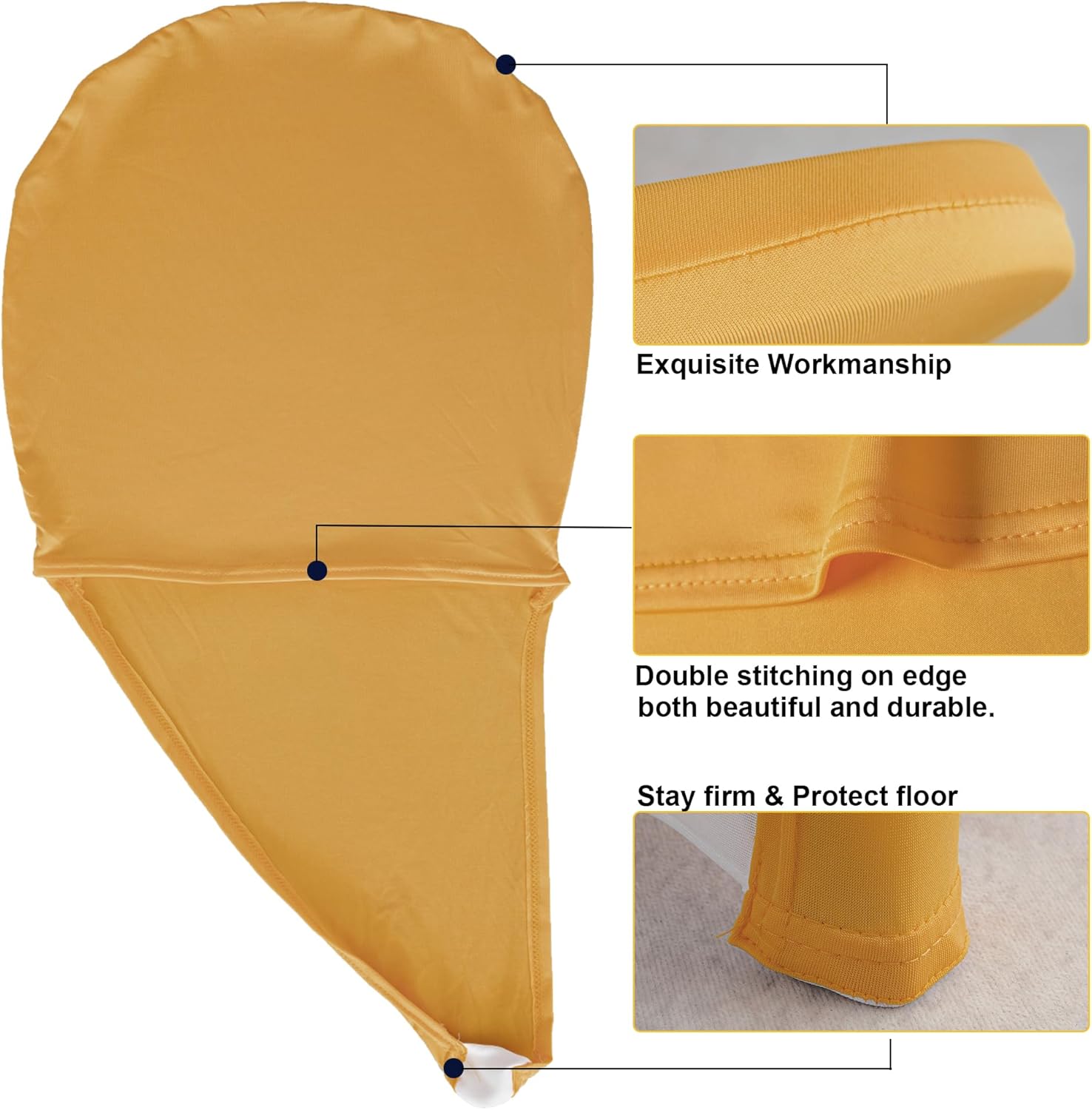 Spandex Chair Cap Covers Chair Hood/Sash/Hat/Bands (Gold, 20pcs)