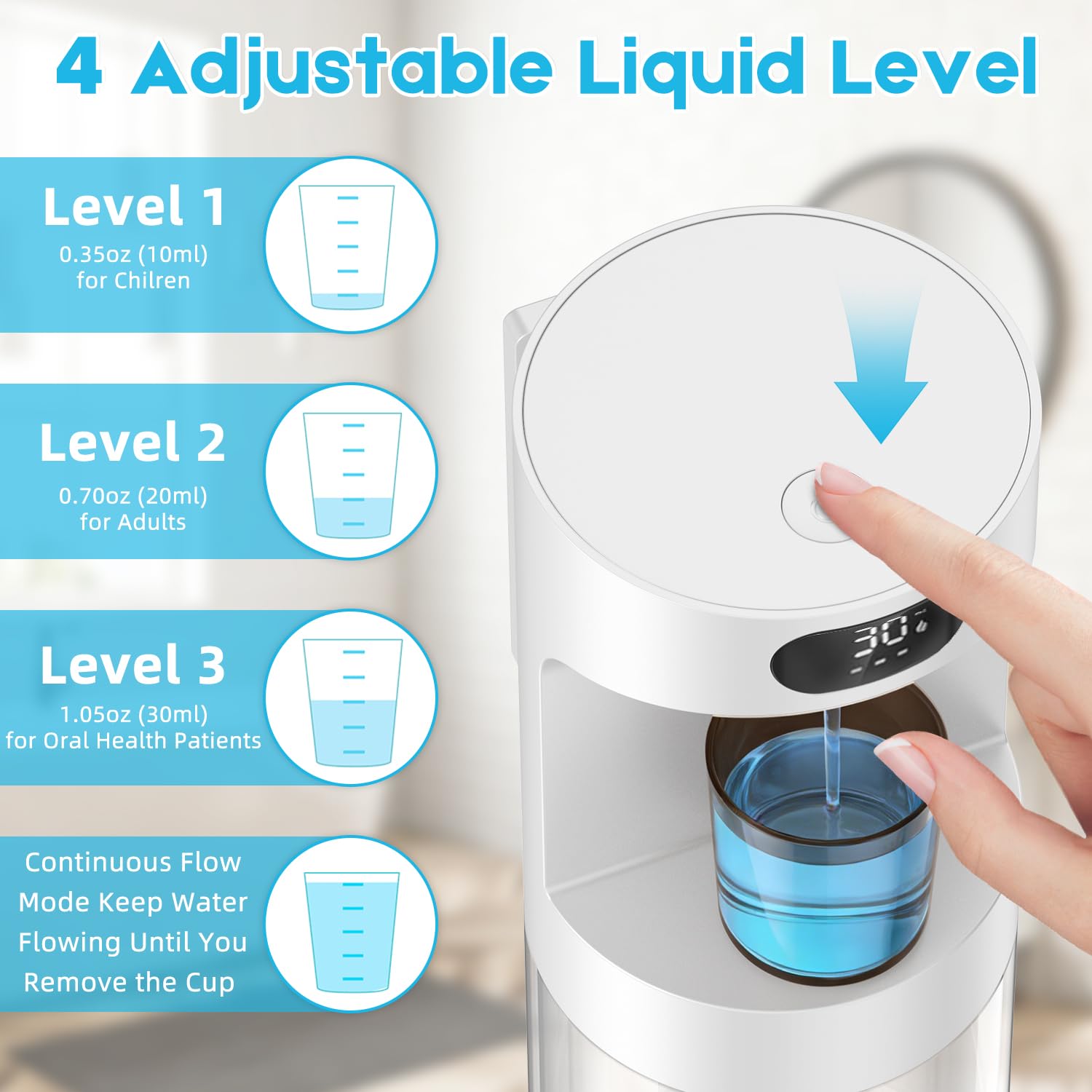 Distributore automatico di collutorio per bagno, 2000 mAh, erogatore elettrico touchless per collutorio con tazze magnetiche, dispenser da parete da 590 ml, dispenser collutorio per bambini e