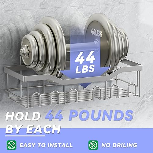 Miniatura 4 de Paquete de 6 estantes adhesivos para ducha, organizador de ducha para almacenamiento de baño, decoración del hogar y cocina, organizadores y