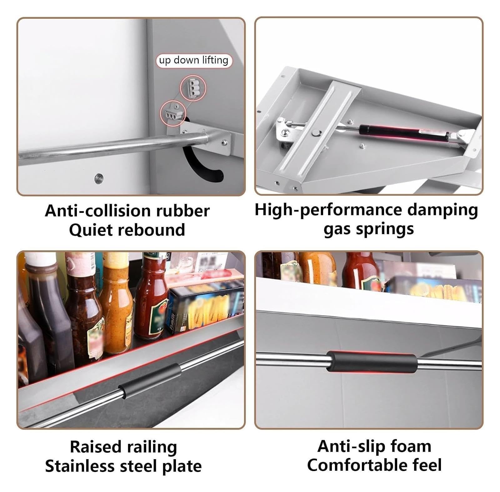 2-stufiges Herunterziehbares Schrank-Organizer-Küchenregal Aus Edelstahl 304 Mit Einer Tragfähigkeit Von 15 Kg. Großer Stauraum Ist For Küchen Geeignet(86x27x52cm)