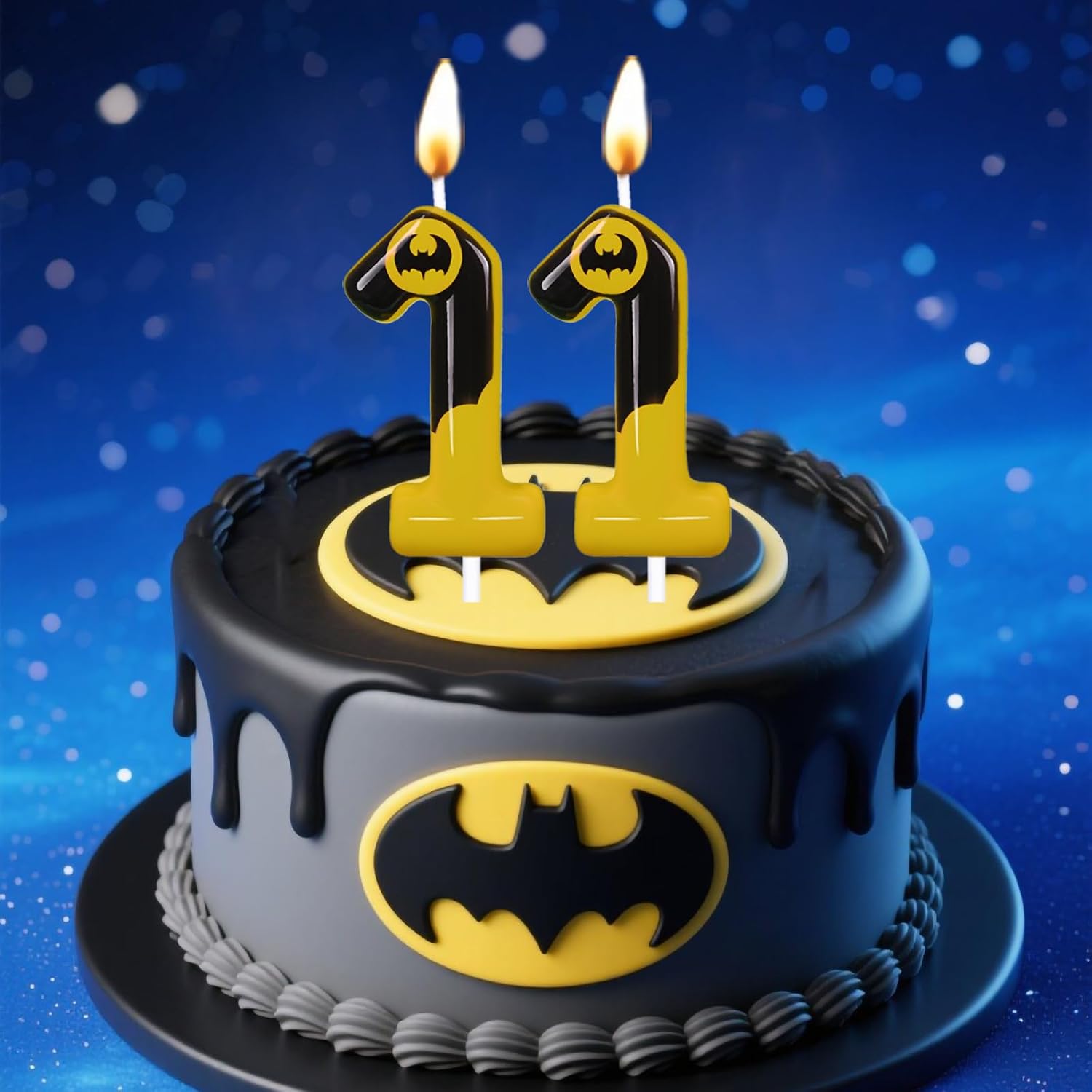 Black Bat 3rd Birthday Candle, 3 Candle Bat Cake Topper, Number 3 Birthday Candles Hero Themed Boys Girls Birthday Party Supplies (Bat, Number 3)