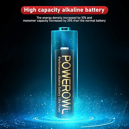 Miniatura 9 de POWEROWL Paquete de 48 pilas alcalinas AA de alta capacidad, batería doble A de larga duración de 1.5 V, vida útil de 10 años