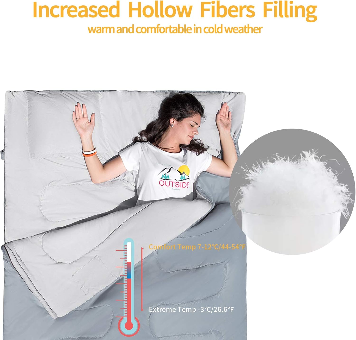 KingCamp Oversize Sleeping Bag Double Sleeping Bags for Adults 3 Season Backpacking Sleeping Bags Cold Weather for Hiking Backpacking Camping : Sports & Outdoors