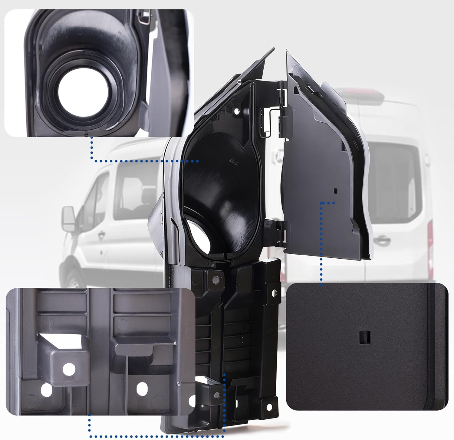Transit Fuel Door,Transit Gas Door and White Cover Assembly Compatible with 2015-2023 Ford Transit Vans 150 250 350(HD) Van Fuel Tank Filler Door Pipe for CK4Z-5427936-A CK4Z-5427936-F