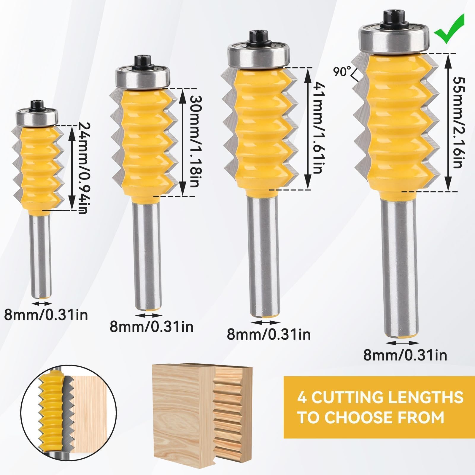 Finger Joint Router Bit, 8*55mm Fresa per Giunti a V, Punte Di Falegnameria Fresa per La Lavorazione Del Legno, Fresa a Longeron, Finger Colla Giunto Router Bit Scaffali Mobili Da Tavolo Strumenti