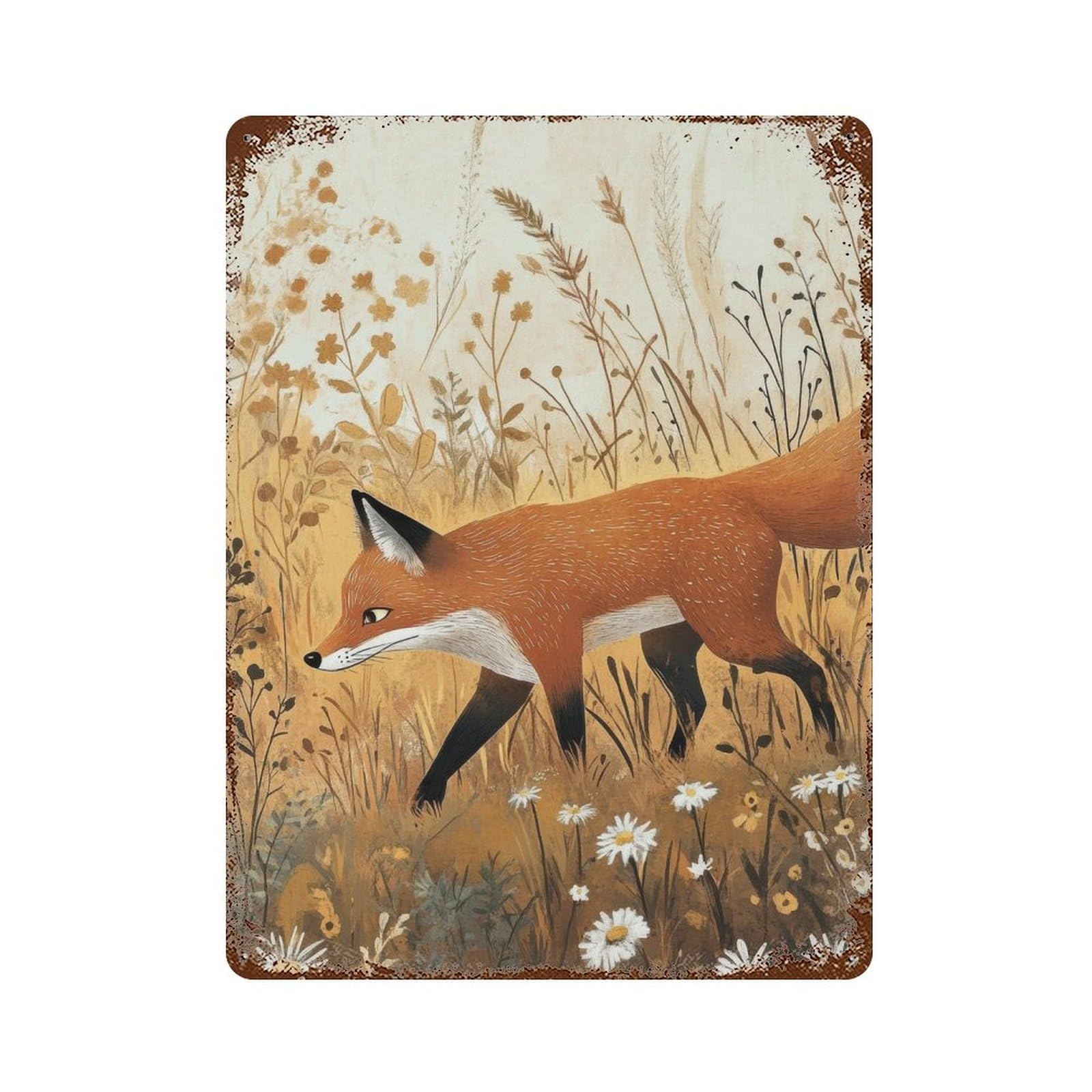 William Morris Fox In Grass Cottagecore Decor Arts And Crafts Wildlife Illustration Botanical Vintage Nature Wall Decor Art Metal Tin Poster Modern Home Decor Art Home Bar Shop Decorations Vintage Si