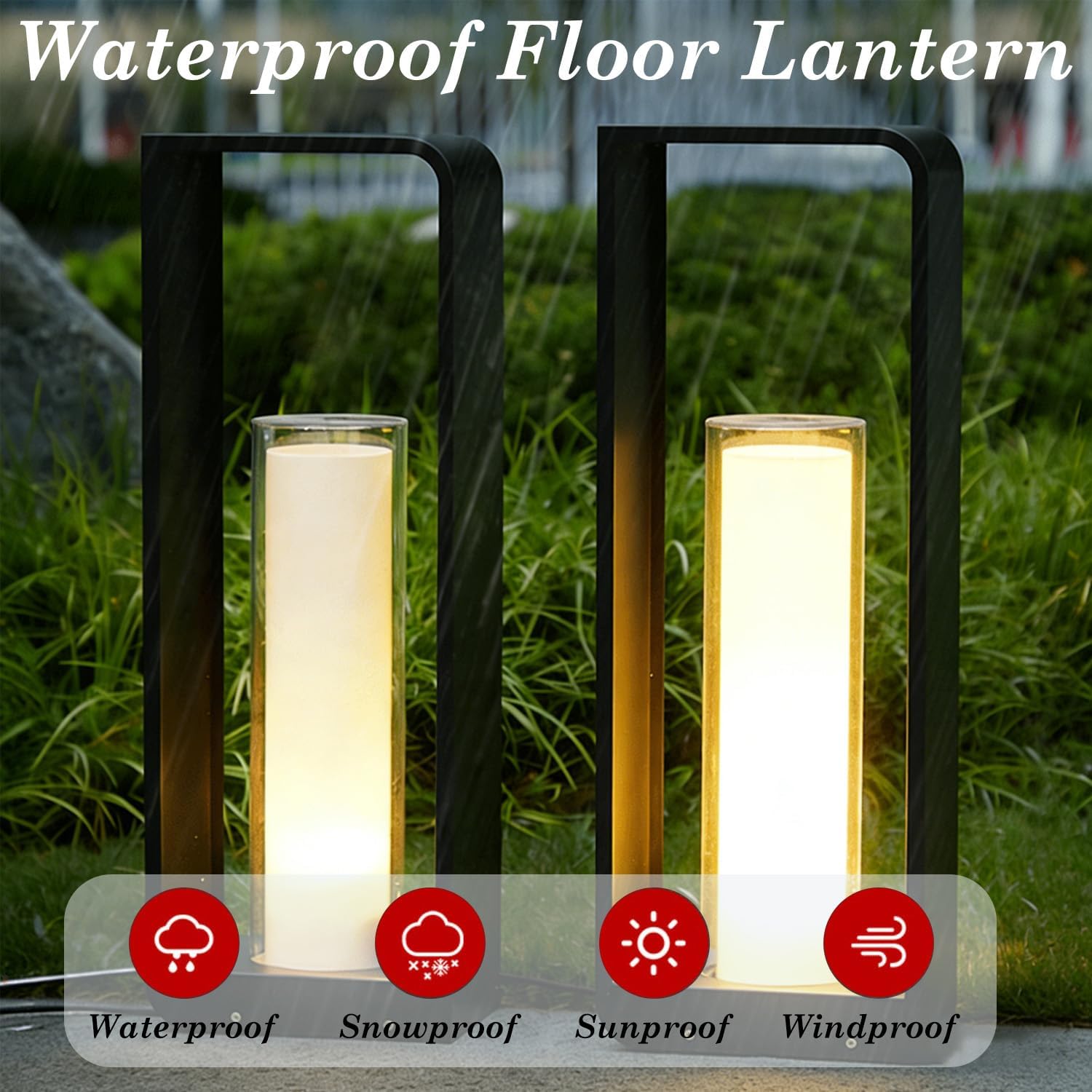 MIXL-Large Outdoor Solar Lantern Light,Black Metal Candle Lanterns,Unique Driveway Lights,Exterior Solar Lights Suit for Lawn Porch and Courtyard