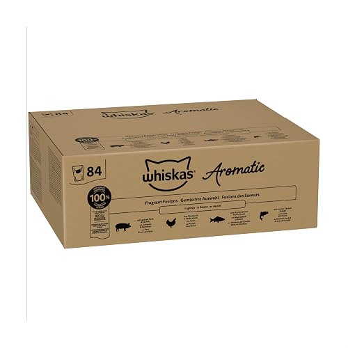 WHISKAS Aromatic Comida húmeda en Salsa para Gatos, 84 x 85 g, selección Mixta
