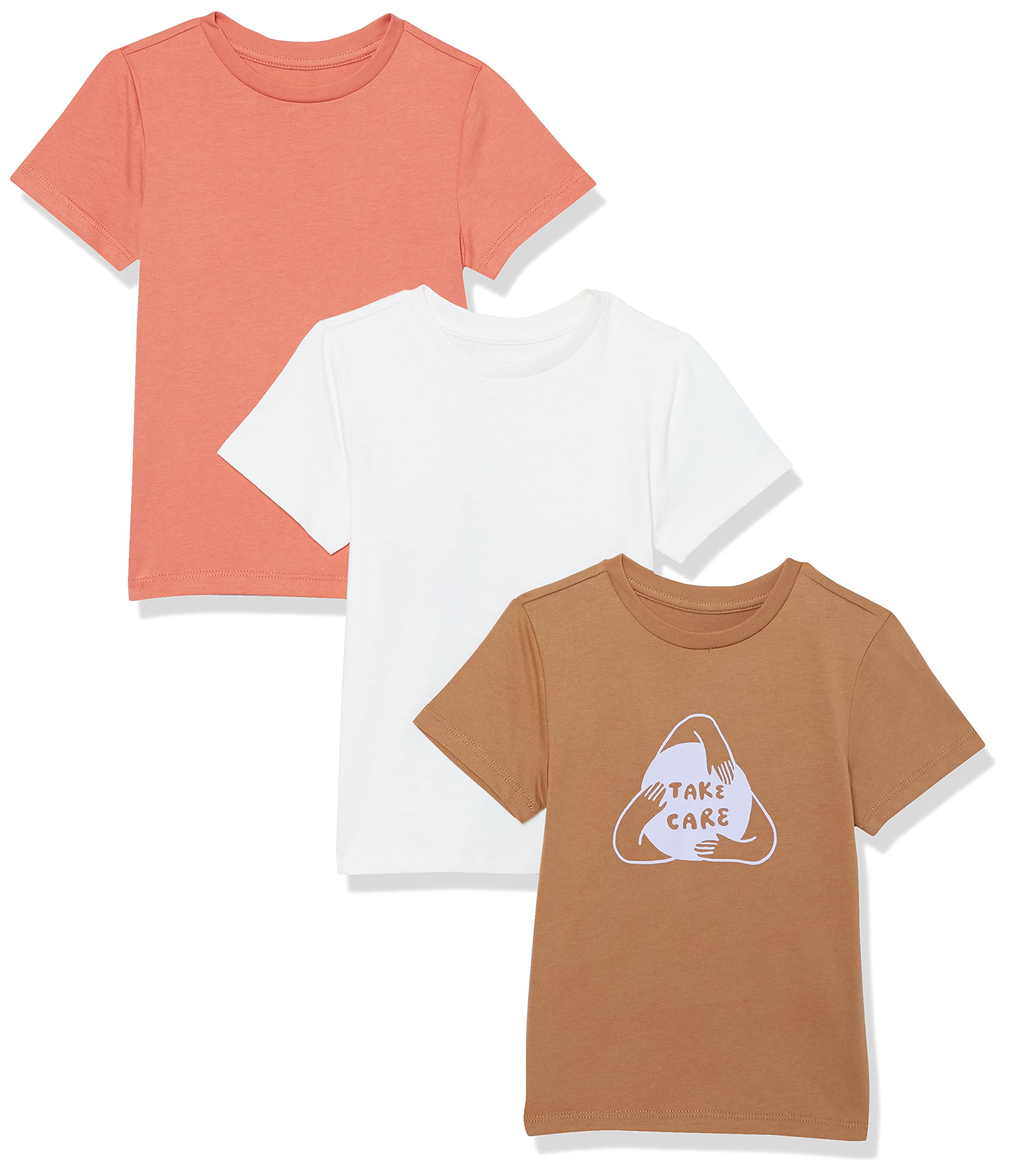 Amazon Aware Camiseta Holgada en algodón orgánico de Manga Corta Niño, Pack de 3